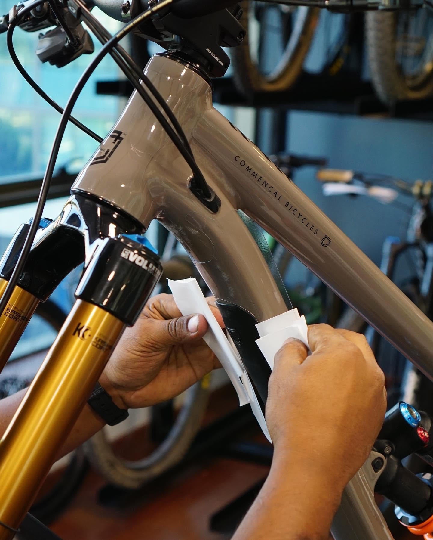 Bike frame protection clear glossy