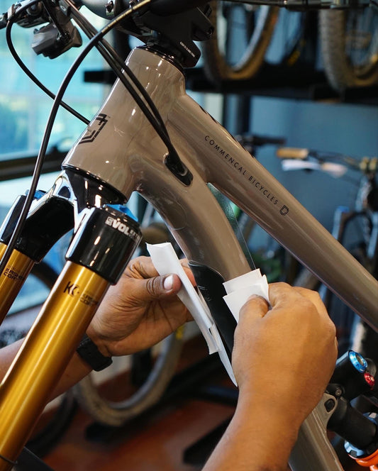 Bike frame protection clear glossy